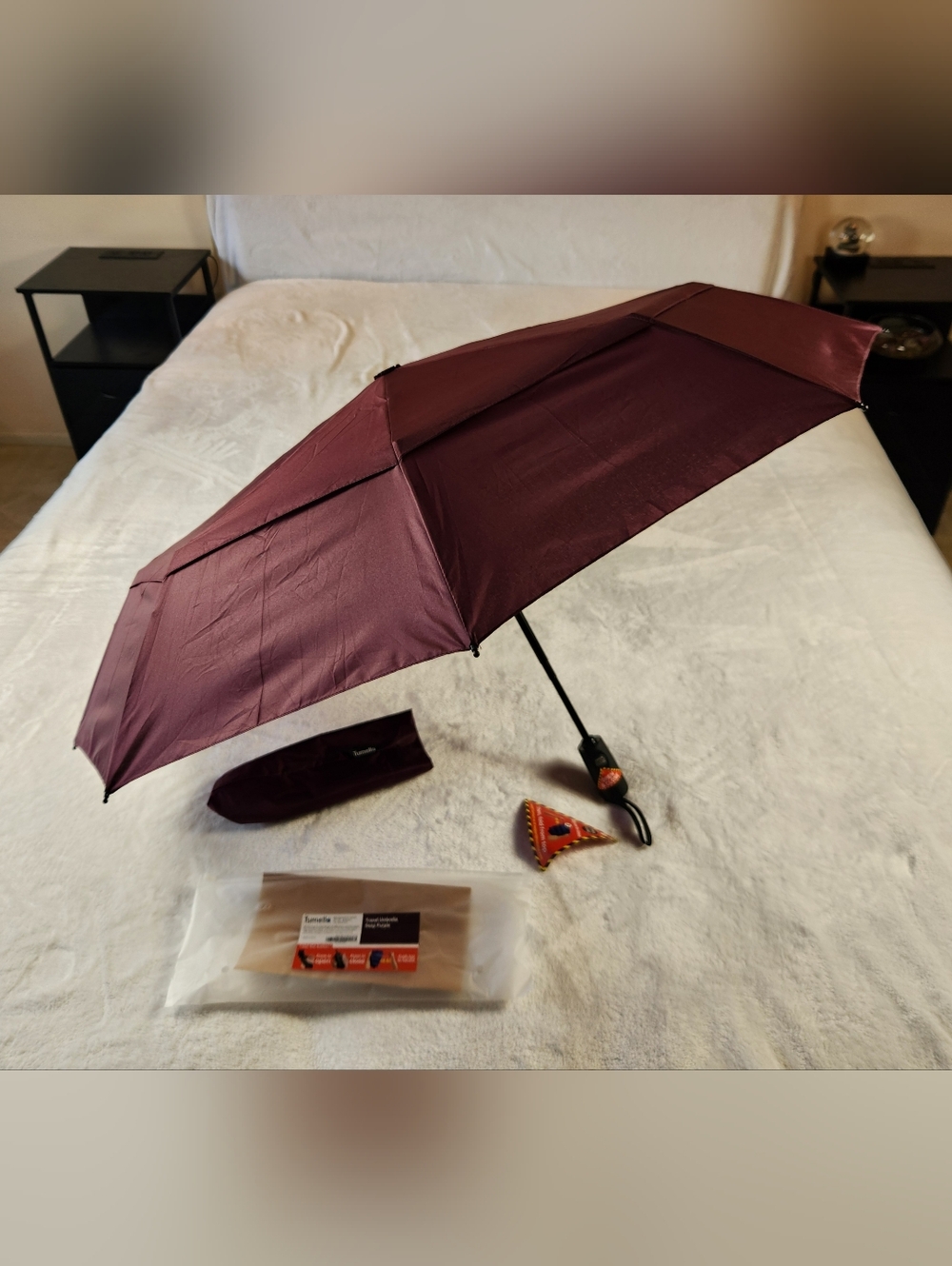 NWT Tumella Umbrella Windproof Travel Umbrella Deep Purple